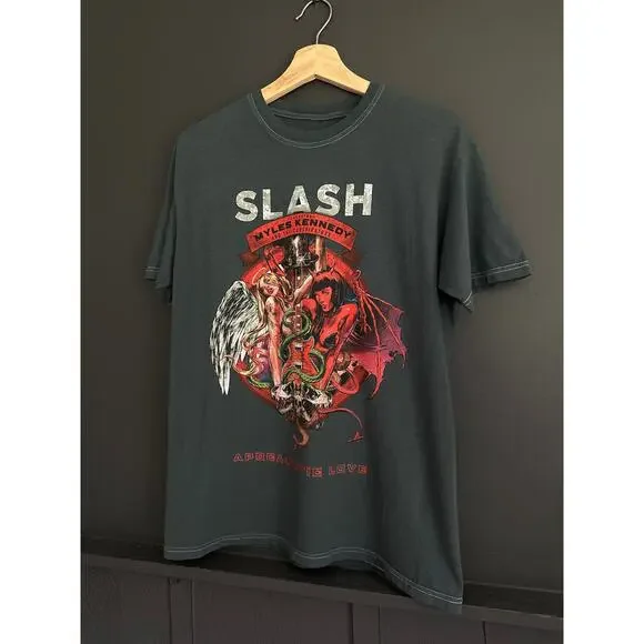 SLASH Guns N Roses Graphic Band Tee Gray NEW Size Small - Picture 6 of 6